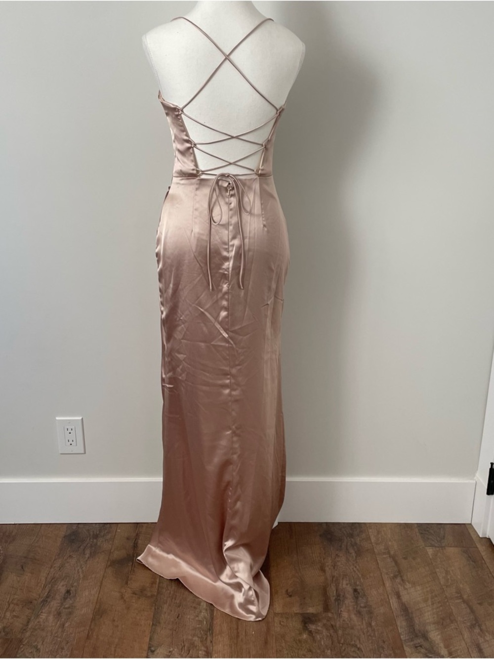 Ladavine by Cinderella Davine 7483 Satin Corset Gown Dress Prom Champagne Size 6 - Picture 9 of 13